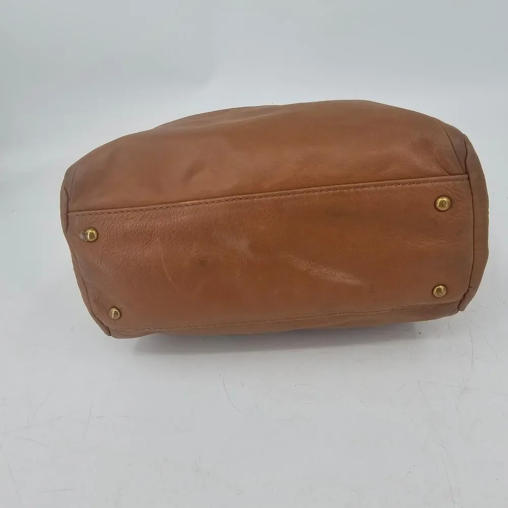 The Sak Serena Tan Brown Distressed Leather Satchel Bag Purse Western Boho Chic